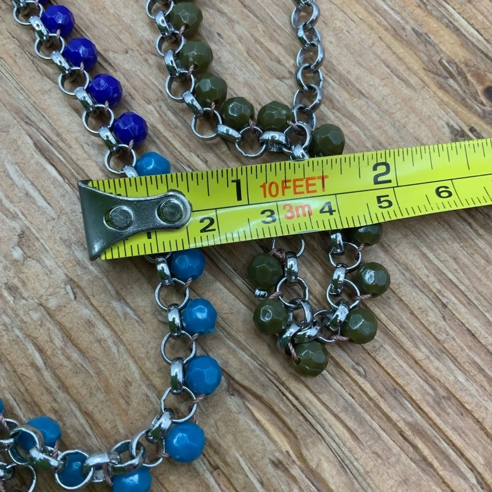 Lia Sophia Coastal Long Faceted Beaded Silver Tone Chain Necklace